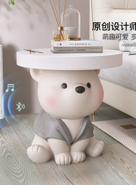 卡通熊大型落地摆件客厅沙发旁