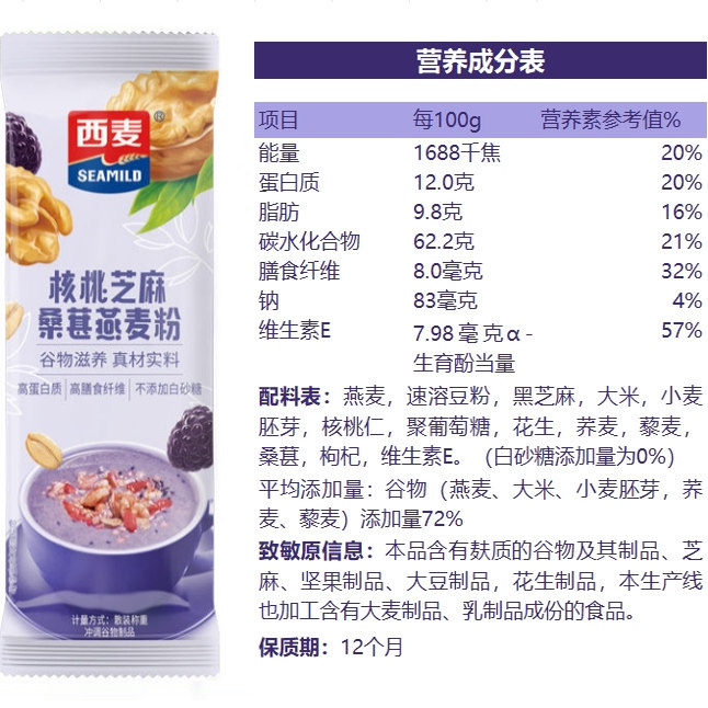 西麦核桃芝麻桑葚燕麦粉整箱散称独立小包营养早餐代餐冲饮谷物,淘宝优惠券,粉丝福利购,淘宝优惠卷