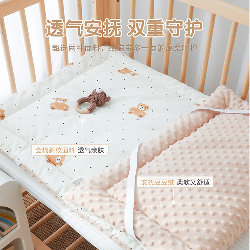 婴儿褥子纯棉可水洗新生宝宝床垫被幼儿园床褥软垫儿童拼接床铺被 - 图0