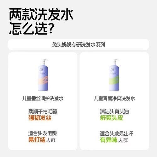兔头妈妈儿童润护洗发水男童女孩专用宝宝温和净爽洗发露膏沐浴露 - 图0