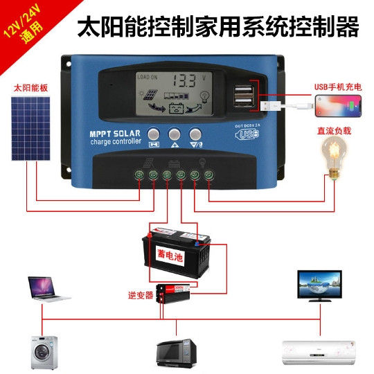 mppt太阳能控制器模块30A100A充放电酸锂电池通用12v24V36V48V60v-图2