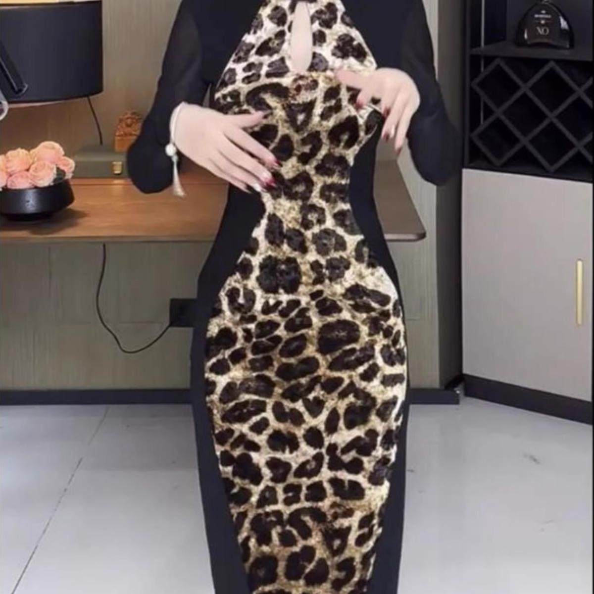 300斤胖mm大码中式旗袍连衣裙女秋季高级感气质复古显瘦修身豹纹,淘宝优惠券,粉丝福利购,淘宝优惠卷