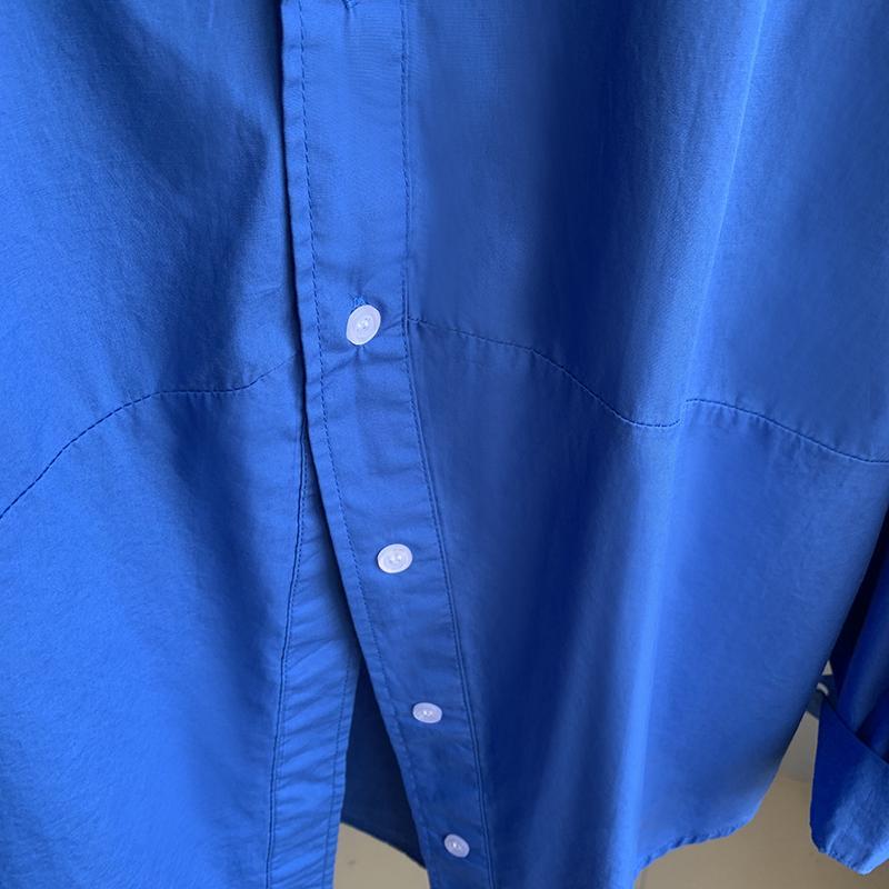 品牌折扣店正品女装专柜清仓克莱因蓝衬衫显白高端气质宽松上衣春 - 图2