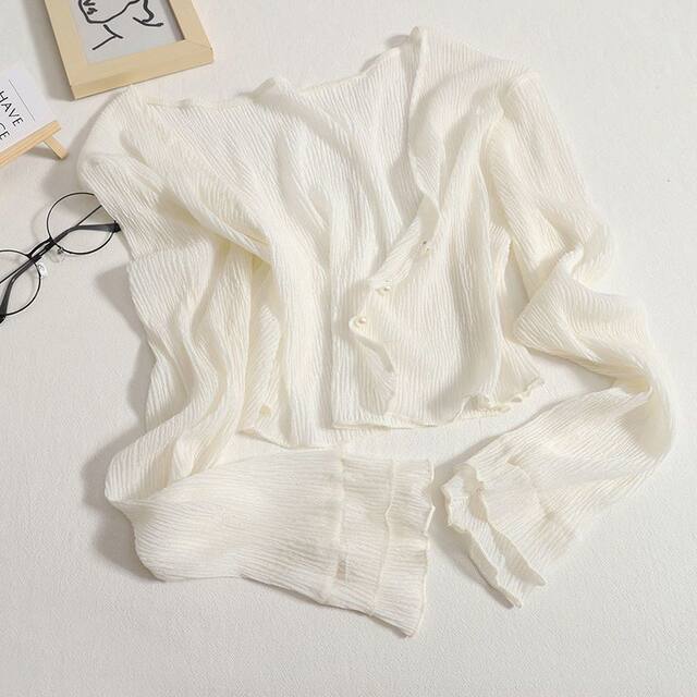 ເສື້ອຢືດ chiffon ແຂນຍາວແບບຝຣັ່ງປ້ອງກັນແສງແດດ