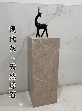 黑色天然大理石侘寂风摆件立柱