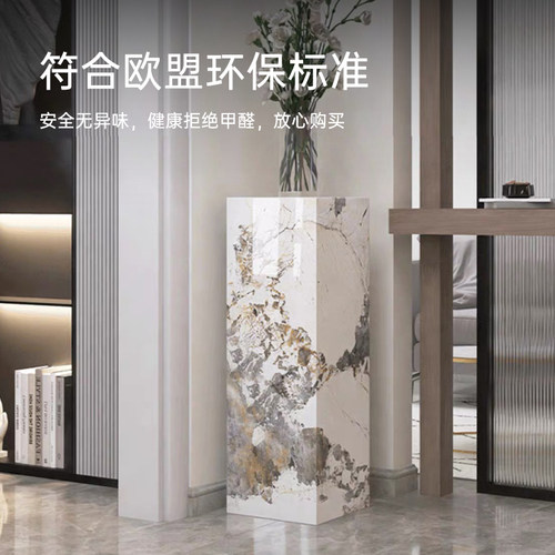 大理石石柱雕塑摆台客厅玄关酒店展厅摆件工艺品装饰岩板底座现代 - 图3