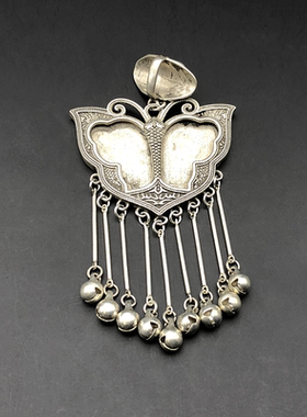 diy手工老绣底托蝴蝶形流苏苗银