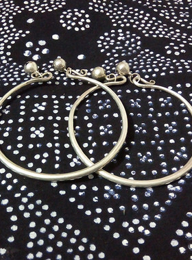 民族风苗银铃铛手镯脚镯开口原创手工中国风文艺复古手链女银饰品