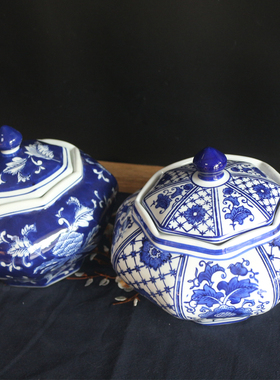 景德镇陶瓷地中海风储物罐花瓶