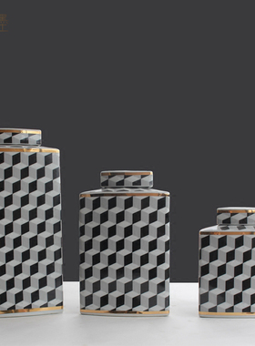 欧式风电视柜插花陶瓷罐创意摆件