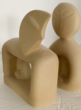 极简艺术风陶瓷素烧高级感家居客厅玄关摆件民宿店面陈设装饰品