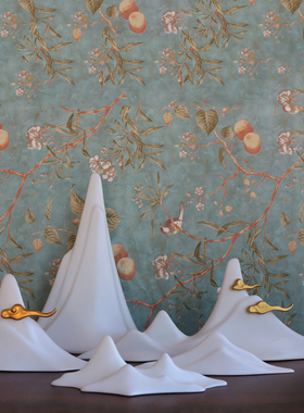 中式风陶瓷禅意手工软装饰大假山