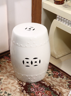 景德镇中式别墅样板间酒店陶瓷装饰鼓凳鼓墩坐墩换鞋圆凳梳妆凳