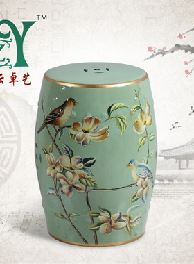 美式乡村梳妆陶瓷仿古风换鞋凳