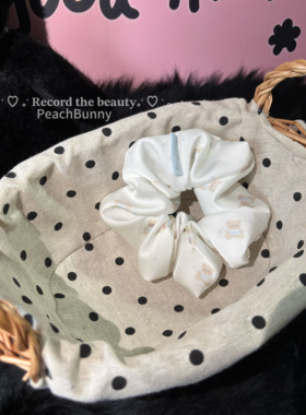 PeachBunny奶霜熊原创自制缎面大肠花边枕头发圈可爱甜美日常头绳