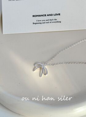 蝴蝶结项链纯银冷淡风女