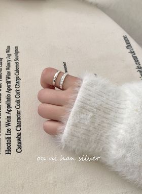 双层线条戒指纯银韩国女性