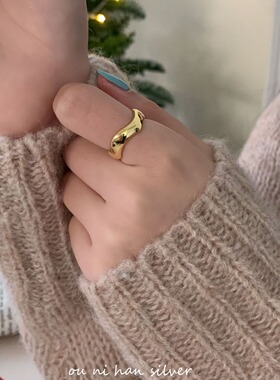 几何弧度戒指纯银轻奢风女