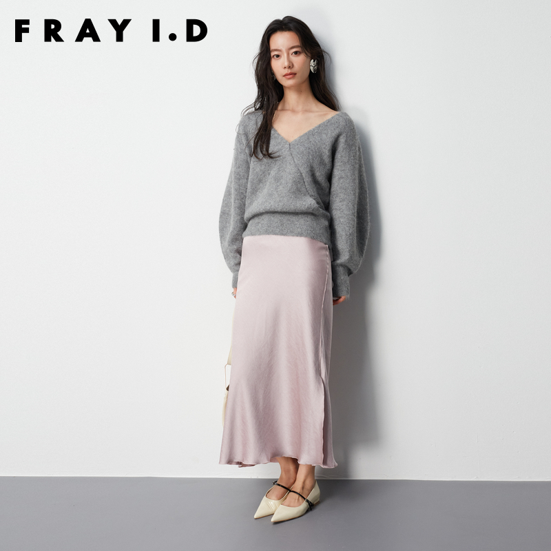 FRAY I.D秋冬优雅时髦羊毛混纺V领针织毛衣FWNT235045 - 图0