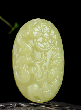 玉缘玉翡缘新疆和田玉青白玉把件玉蝙蝠在眼前手把件手玩件腰挂件