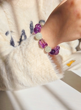 Long高定私享 紫葡迎秋 天然紫超七小树胶花葡萄石紫水晶手串