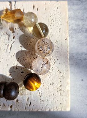 Long高定私享 福禄金山 黄水晶金发晶小树胶花沉香葫芦水晶手串