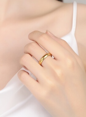 金色光面戒指男女款可调节素圈