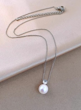 优雅奢华白色锆石珍珠项链精致锆石与珍珠交错设计项链闪耀迷人