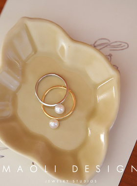 925纯银INS风可调节淡水珍珠戒指