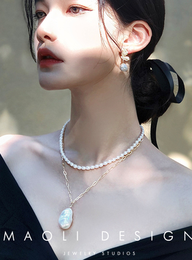 14K包金天然淡水巴洛克珍珠项链