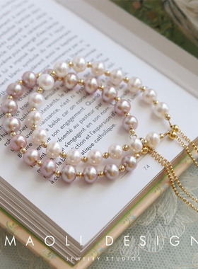 maoli美国包金百搭天然淡水珍珠