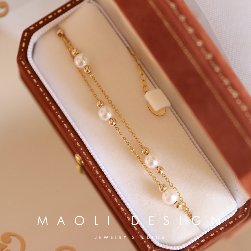. 包金淡水珍珠双层可调节简约百搭手链手镯 14K MAOLI 时光静好 进口 . 包金淡水珍珠双层可调节简约百搭手链手镯 14K MAOLI 时光静好 进口