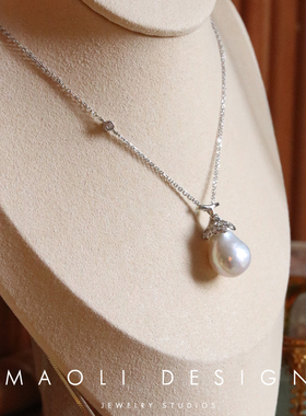 925纯银复古轻奢巴洛克珍珠项链