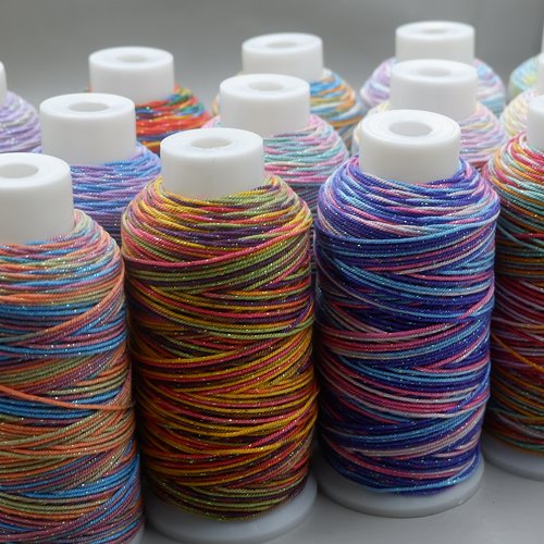 高端星空手搓棉线18股段染线端午闪金五彩绳编手链手绳手工编织线 - 图0