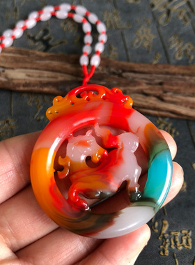 马到成功车挂玉石生肖马玉佩项链男女情侣款摇马生财吊坠圆牌挂件