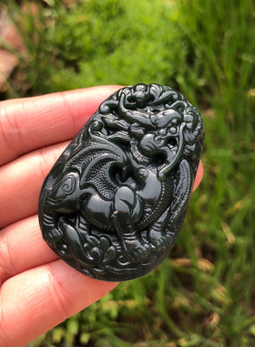 天然和田玉麒麟项链吊坠送证书