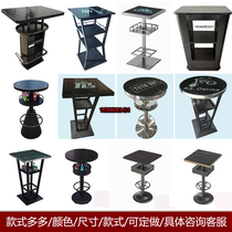 Custom Bar Hash Table Table And Chairs Clear Bar High Foot Bar Table Marble Night Field Solid Wood Stainless Steel High Bar Stool