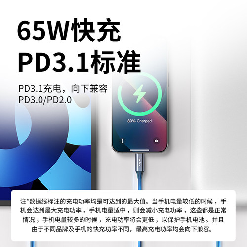 优联 USB转typec数据线3.2Gen2高速M.2固态SSD适用于移动硬盘盒10Gbps电脑高速传输充电器连接手机快充线 - 图1
