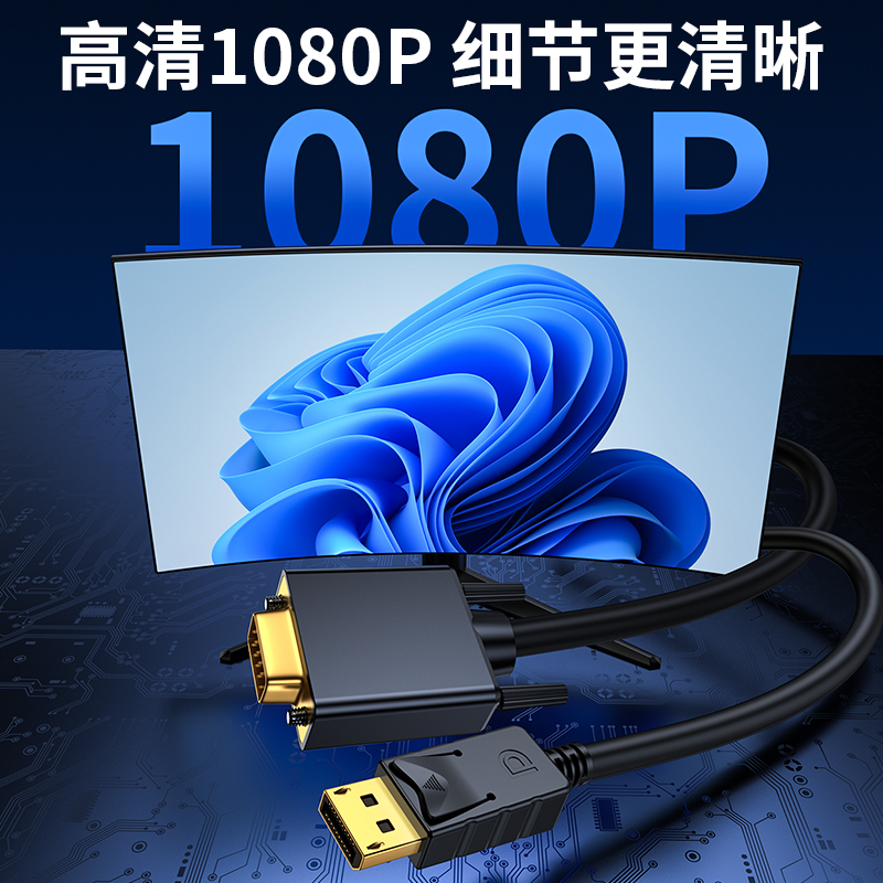 优联dp转vga线转换器displayport转接头电脑显卡连接电视机显示器 - 图0