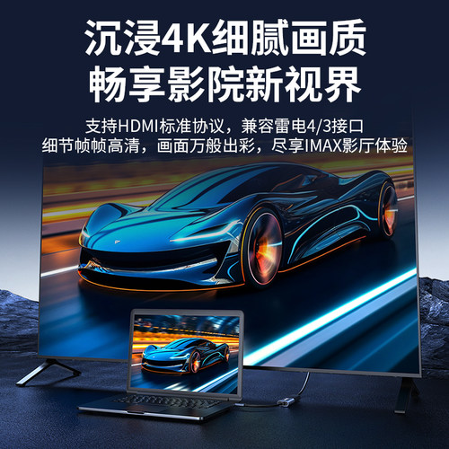 优联Typec转HDMI线母口4K高清视频转接头USBC接口to手机连接适用MacBook/mini苹果17雷电4显示器typec转换器 - 图2