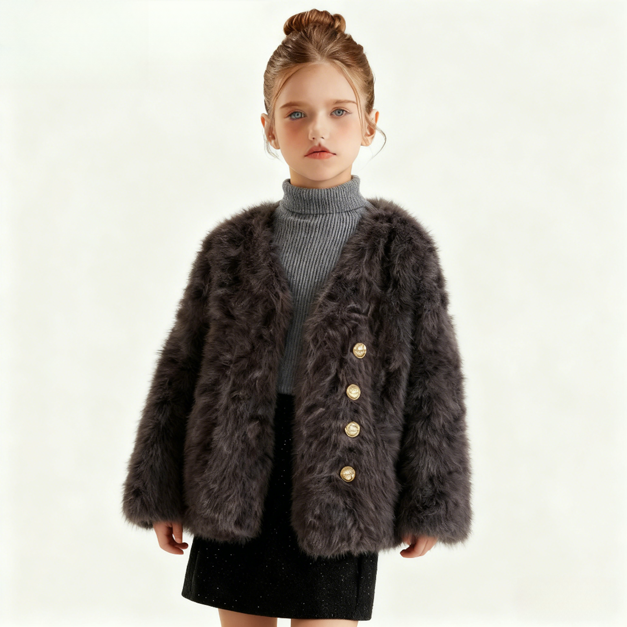 儿童皮草外套秋冬新款2025皮毛一体中大童短款女童毛毛大衣,淘宝优惠券,粉丝福利购,淘宝优惠卷