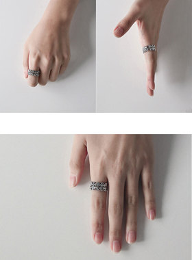 食指十字架花戒指女925纯银男