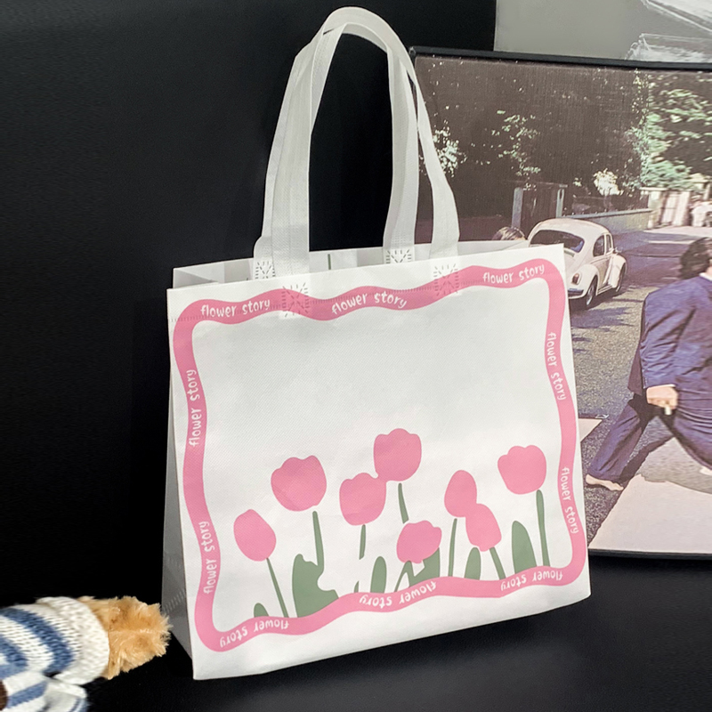 ins简约郁金香无纺布袋子腹膜手提袋加厚礼品袋衣服购物袋子定制,淘宝优惠券,粉丝福利购,淘宝优惠卷