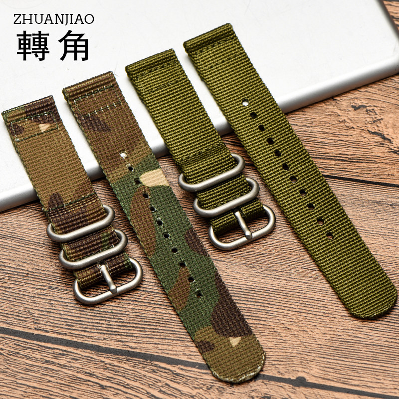 iwatch尼龙表带迷彩男精工帆布表带 转角饰品配件