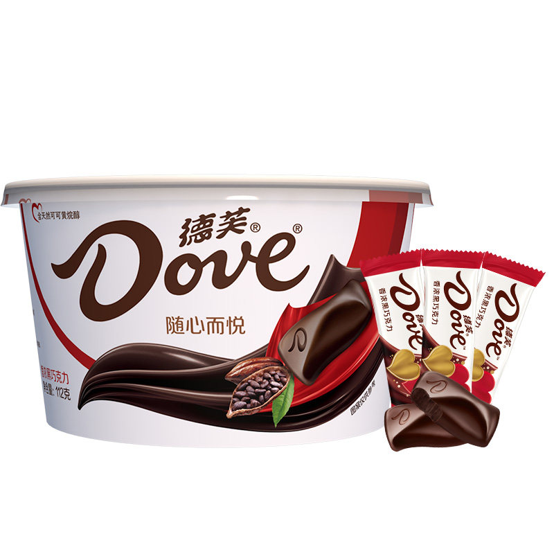 德芙丝滑牛奶4.5g碗装112g香浓黑巧小粒装巧克力办公室休闲零食