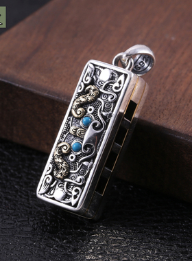 纯银可吹响复古民族风吊坠