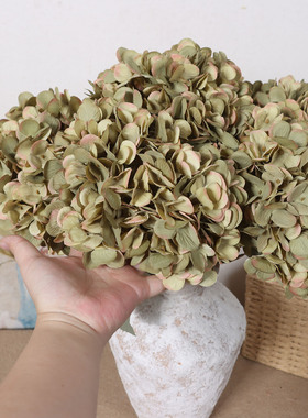 大朵橄榄秋绿色绣球花仿真花