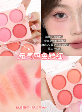 四色腮红盘哑光高光提亮面中腮红盘裸色女水光肌膨胀氛围感腮红粉