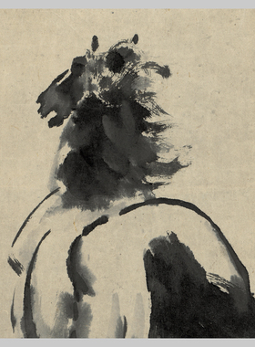 徐悲鸿立马远眺图微喷复制国画