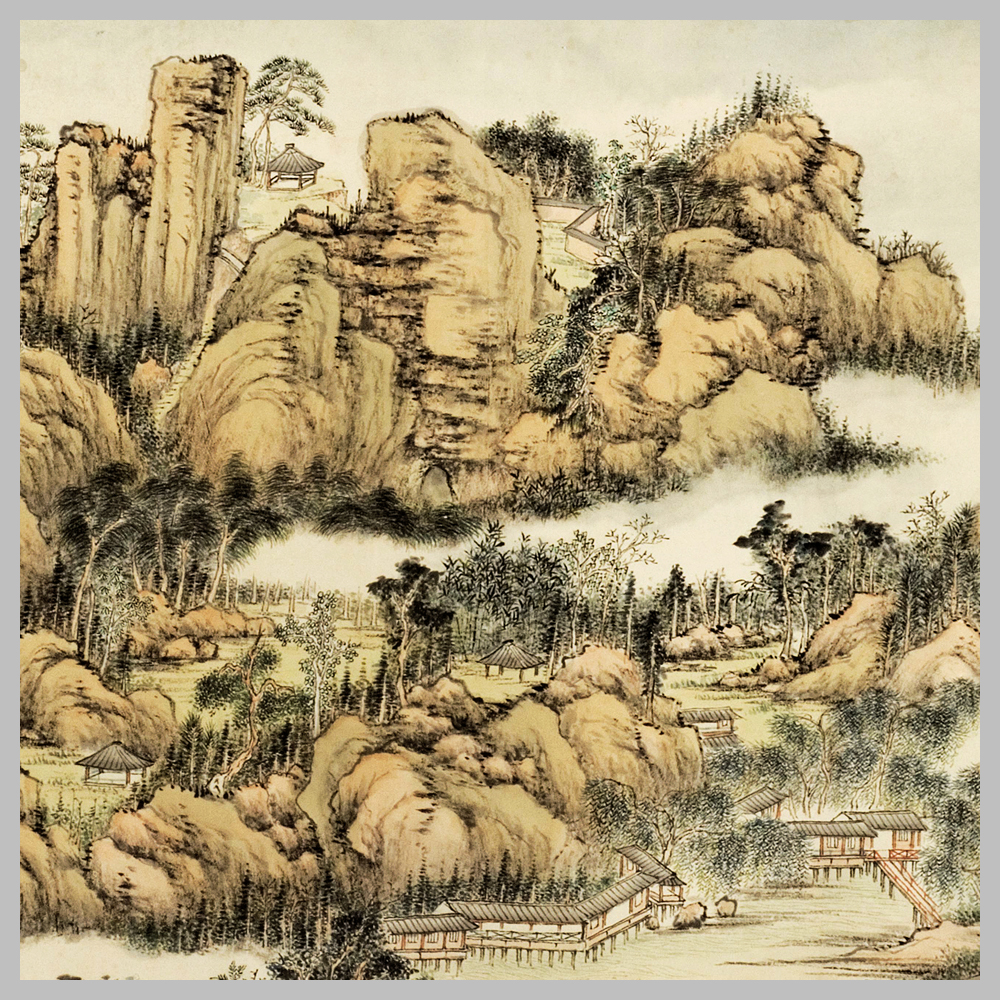 清 钱维城 狮子林图 古山水风景人物国画 高清 艺术微喷 装饰画 - 图2